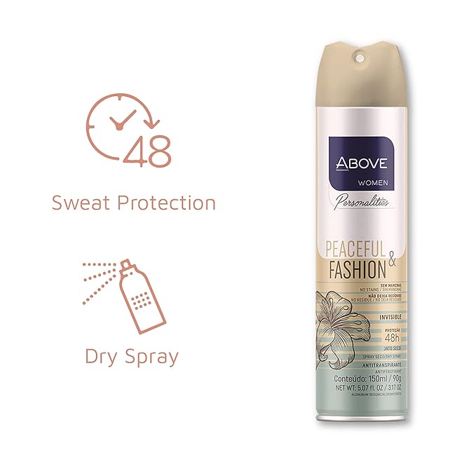 ABOVE 48 Hours Personalities Antiperspirant Deodorant, Peaceful and Fashion, 3.17 oz - Spray Deodorant for Women - Notes of Lily and Peach - No Stain