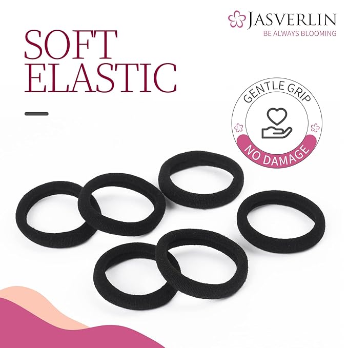 100 Pcs Dark Brown No Damage Hair Ties Cotton Ponytails Holders Seamless Soft Thick Hair Bands, Accessories for Women Girl 1 1/2 inch (Dark Neutral)