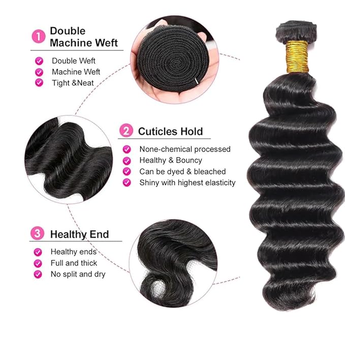16 Inch Single Bundle Loose Deep Wave Human Hair 100% Unprocessed Virgin Hair Wet and Wavy 100g/bundle 12A Grade Brazilian Human Hair Bundles for Black Woman