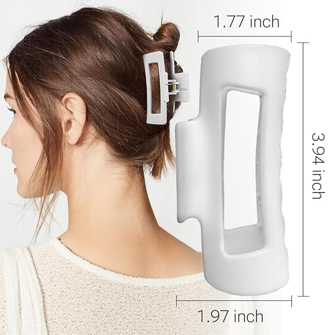 Silicone Hair Clips, Cloud Hair Pins for Women, 3.9 inch Soft Hair Claw Clip for Thick/Fine/Thin/Curly Hairstyle, White 3 Pack