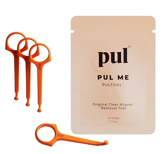 PUL Pack of 4 Reusable Clear Aligner Removal Tool — Compatible with Invisalign, Removable Braces, Retainers & Trays – Easy-to-Use Device Remover, Dental & Oral Hygiene Care Product – Orange
