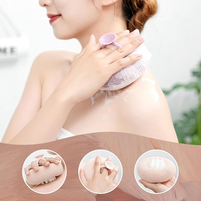 Super Soft Sunflower Suction Cup Bath Ball, 2026 Upgraded 2-in-1 Sunflower Bath Ball Exfoliating Bath Sponge Cleaning Brush, Sponge Mesh Pouf Shower Ball for Women, Men Shower (Apricot+Yellow)