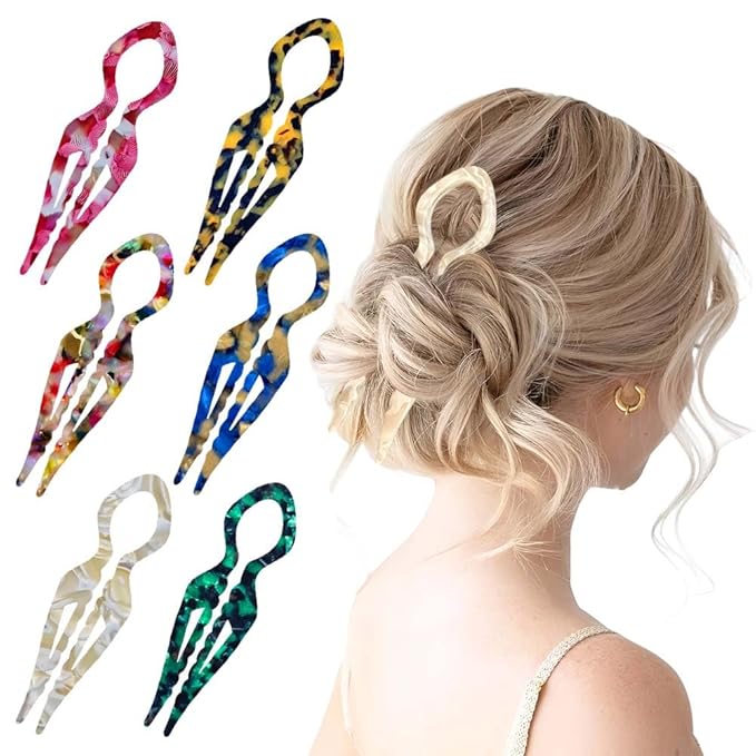 Prestige Hair Pin for Women, Hair Pins for Majority Hair, Elegant Hair Clips for Women for Updos, Chignons French Twists, Double notch Locking Mechanism Anti-loosening Hairpins (6PCS Dark color)