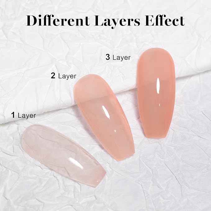 RARJSM Gel Nail Polish Neutral Nude Pink Skin Tone Color Sheer Jelly Gel Polish 1PC 15ml Single Bottle Cream Transparent Pink Nail GelPolish Soak off UV LED Cured for Home Salon DIY Manicure