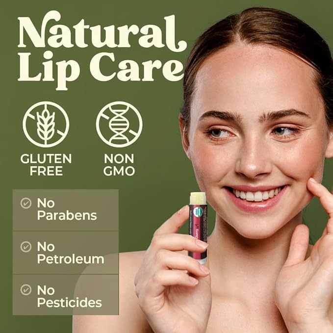 Earth's Daughter USDA Organic Lip Balm 4-Pack Stocking Stuffers - Cherry Flavor - Beeswax, Coconut Oil, Vitamin E - Best Lip Repair Chapstick for Dry Cracked Lips.