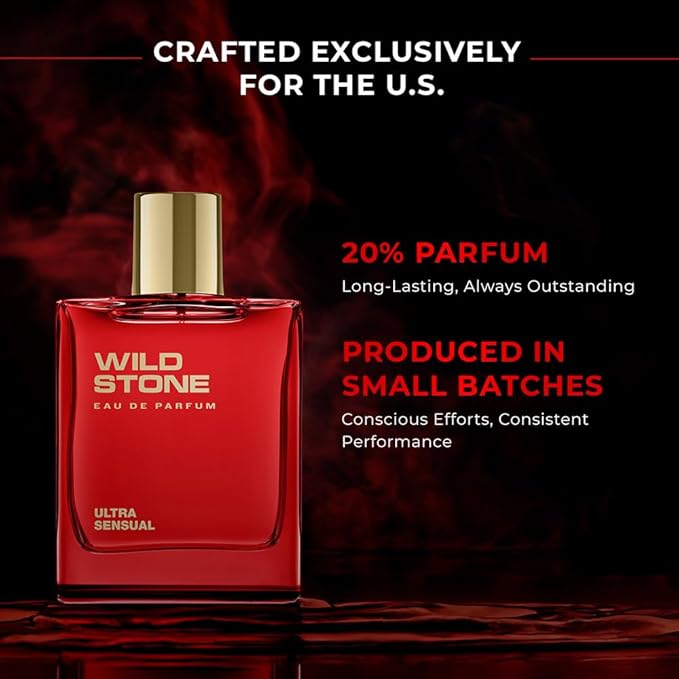 Wild Stone Ultra Sensual EDP Perfume for Men, 3.38oz | Long Lasting |Notes of Dry amber, Lemon basil & lavender | Fragrance for Modern Lifestyle | Vegan | Clean Ingredients | Active Lifestyle