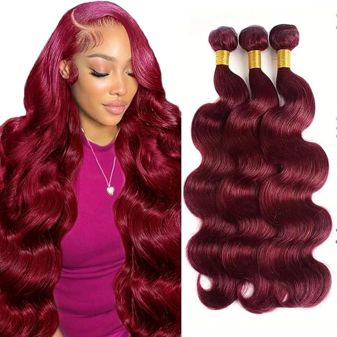 Burgundy Bundles Human Hair 99j Bundles Red Human Hair Bundle 16 18 20 inch Burgundy Body Wave Bundle 300g