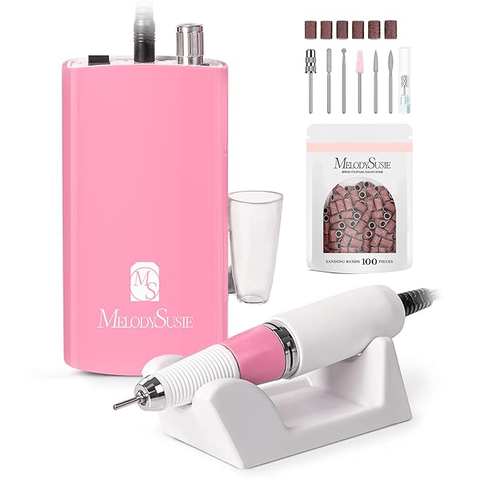 MelodySusie Entry-Level Clip-On Cordless Nail Drill with Anti-Slip Silicone Handle, SC300I 30000RPM Stable E-File for Manicure Shaping & Gel Removal, Perfect for Training, Nail Art Practice & Home Use