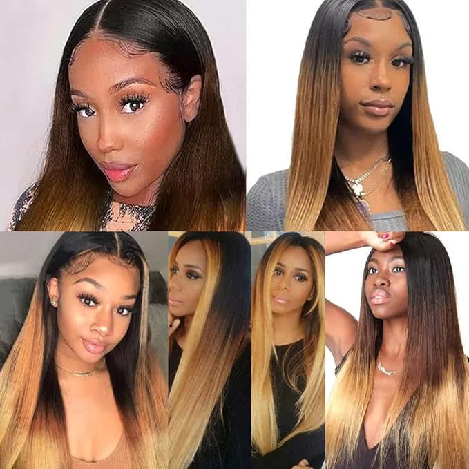 Brown Human Hair Straight Weave Ombre 4/27 Straight Bundles Brazilian Virgin Hair 3 Bundles 24 26 28 Inch Ombre Human Hair Extensions