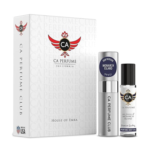 CA Perfume Impression of Monarch Island for Women & Men Eau De Parfum Spray Long Lasting Oriental Perfume Layering Set 0.27 Fl Oz + 0.33 Fl Oz