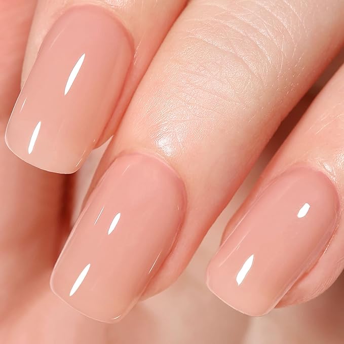 AILLSA Nude Gel Polish Light Natural Jelly Gel Nail Polish Sheer Neutral Color Translucent Gel Polish Skin Tone Soak Off U V Gel for Nail Art French Manicure at Home 0.51 Fl Oz /GB56