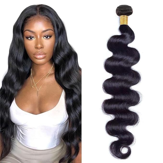 Body Wave Bundles Human Hair #1B Body Wave Bundle 18 inch Unprocessed Human Hair 1 Bundle Natural Black Color 300g