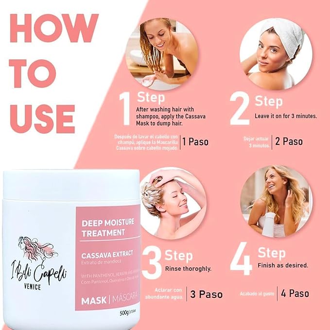 I Belli Capelli Venice Cassava Extract & Argan Oil Hair Mask - (17.6 oz /500 g)