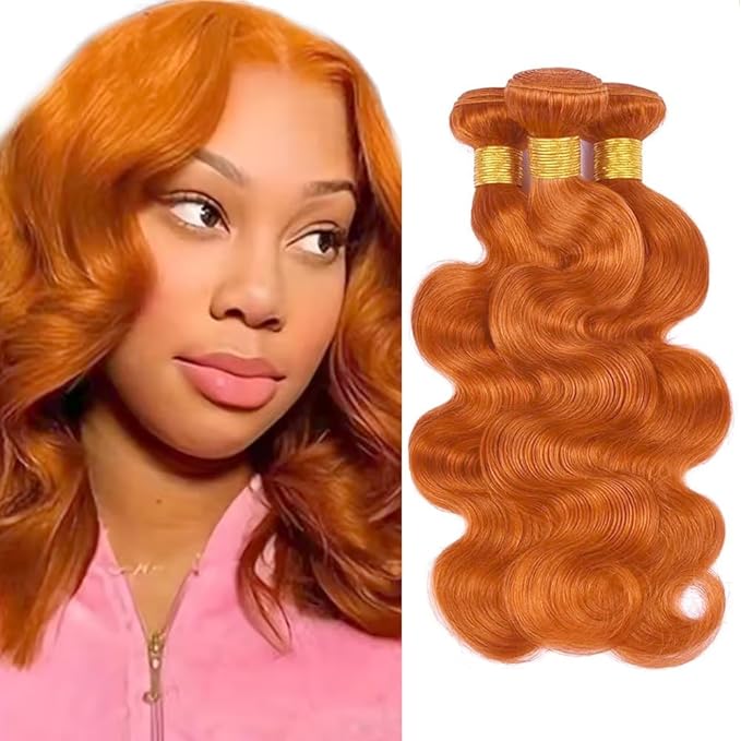 350 Body Wave Bundles Human Hair Ginger Bundle 14 14 14 inch 350 Ginger Orange Body Wave Bundles 300g