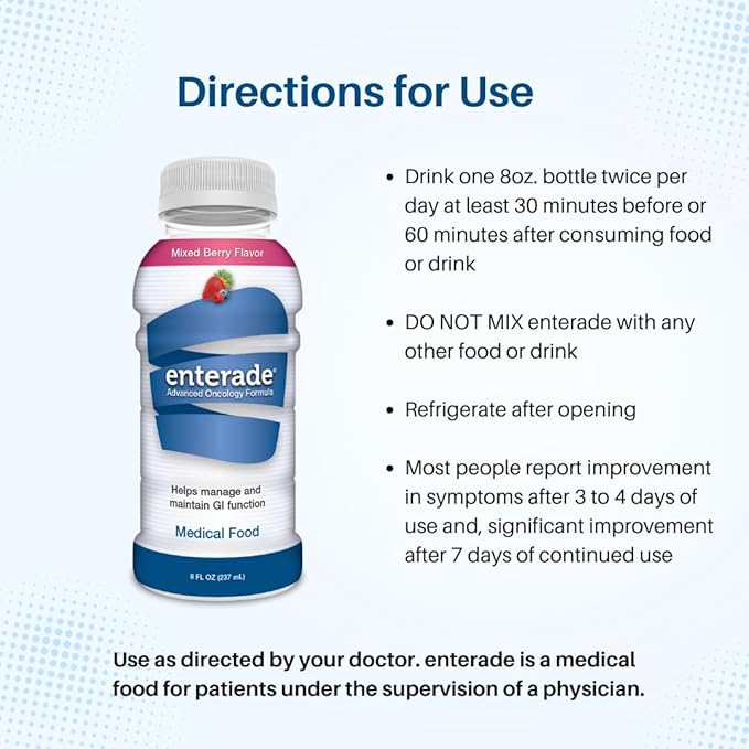 enterade Advanced Oncology Mixed Berry, 12 Pack, Clinically Proven Formula to Reduce GI Side Effects, Chemotherapy Must Haves for Women and Men, Chemo Supportive Care Beverage, Liquid, 8 oz Bottles