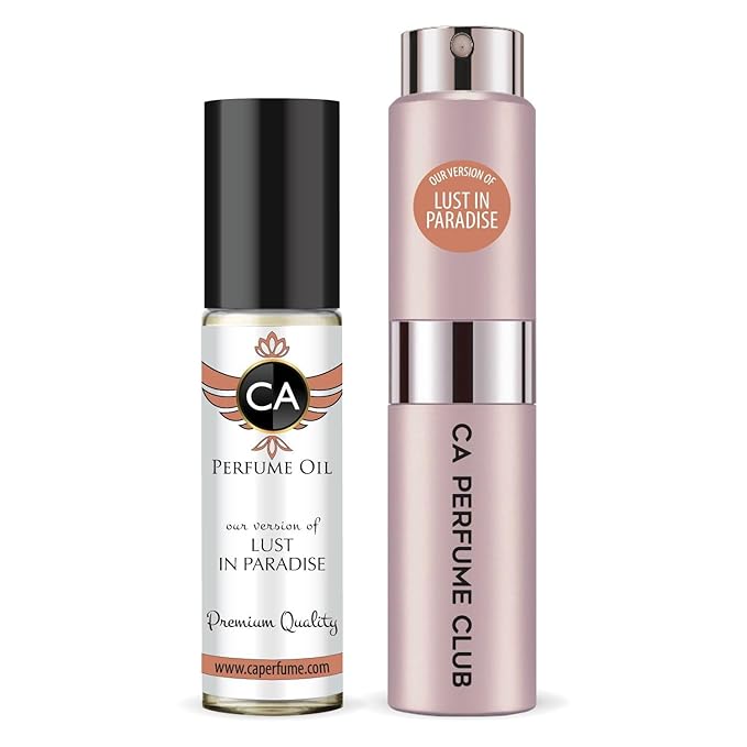 CA Perfume Duo Impression of Lust In Paradise For Women Perfume Layering Set Long Lasting Travel Size EDP + Body Oil Roll-On Bottle 0.27 Fl Oz+0.33 Fl Oz