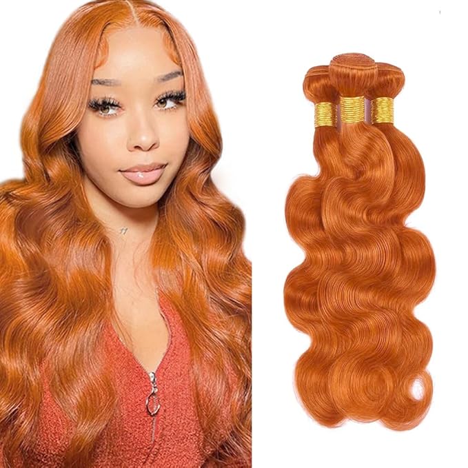 22 24 26 inch WuvuSnm 350 Human Hair Bundles Ginger Body Wave Bundles Orange Body Wave Bundle 150g