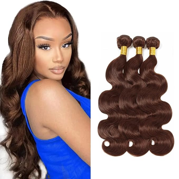 #4 Bundles Dark Brown Human Hair Bundles Brown Body Wave Bundle 14 16 18 inch Mixed Length Color 4 Human Hair Bundle
