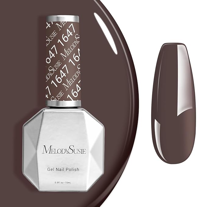 MelodySusie Dark Brown Gel Nail Polish, 0.5 fl oz Soak Off UV LED Gray Brown Gel Polish Gift for Women Nail Art Manicure Salon DIY Nail Design Decoration at Home-1647-A2206