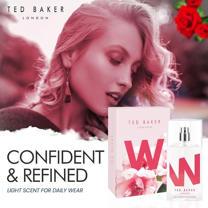 Ted Baker W and Woman Pink EDT Bundle, includes W EDT, pink orchid, fig leaf and white peony top notes 75ml with Woman Pink EDT, floral green feminine fragrance 3.38 fl oz