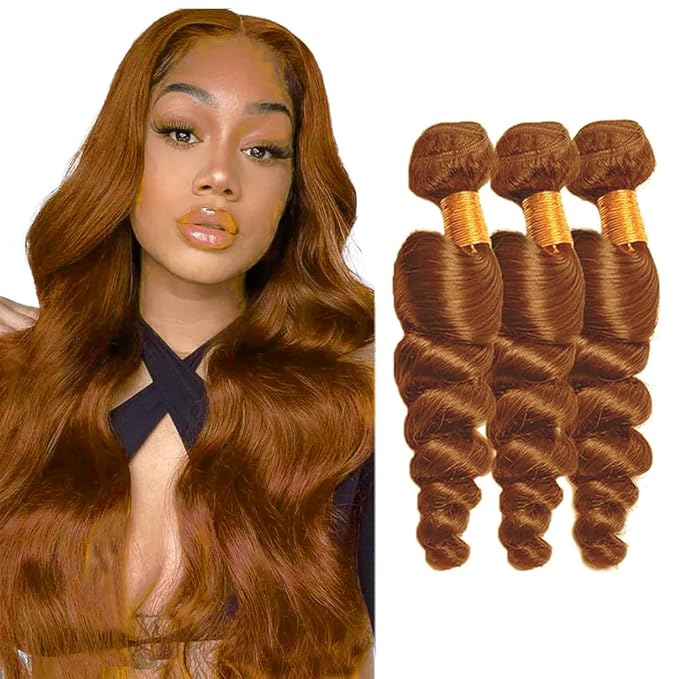 Color #30 Bundles Light Brown Loose Wave Bundles 8A Brazilian Unprocessed Virgin Hair 3 Bundles 20 22 24 Inch Brown Loose Wave Bundles Hair Weave
