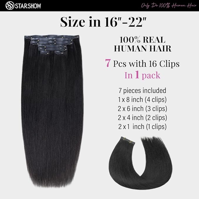 Silky Straight Seamless Clip in Hair Extensions Remy Human Hair Extensions 2Pack 240g 14pcs Silky Straight Clip Ins Hair Extensions Clip In Human Hair 20Inch Natural Black