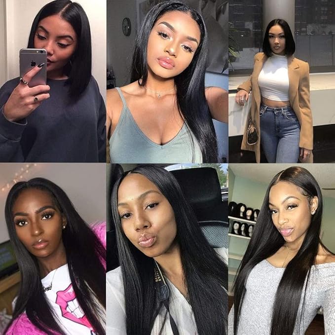 Kerriana 20 22 24 26 Inch 4 Bundles Human Hair Straight, Brazilian Hair Bundles Unprocessed Virgin Remy Human Hair Sew In Bundles Straight Natural Color