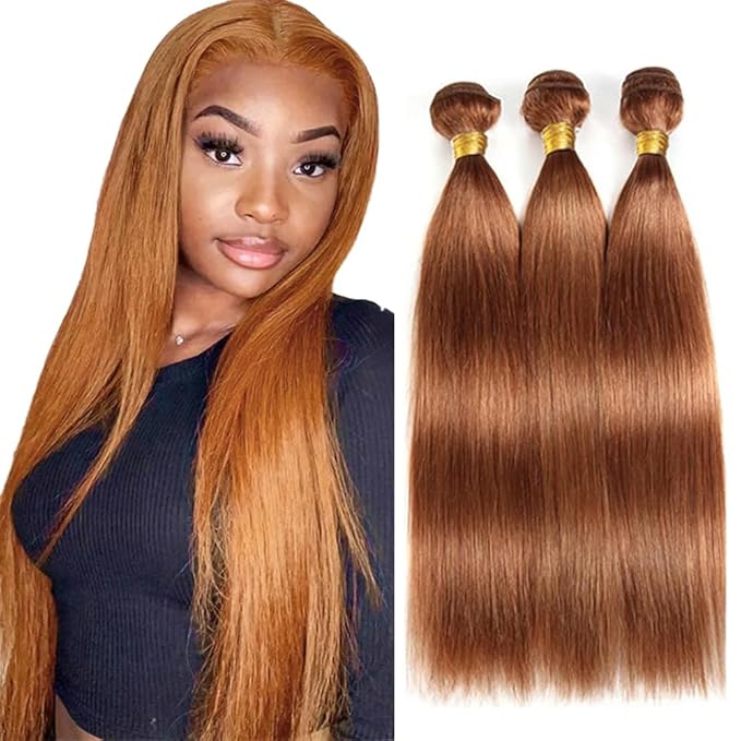 30 32 34 Inch Brown Bundles Human Hair Color 30 Straight Bundles Brazilian Virgin Remy Hair 3 Bundles Light Brown Straight Bundles Hair Extensions