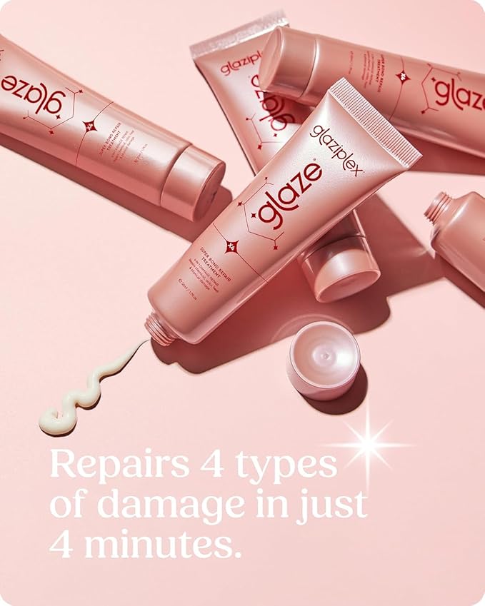 glaze Glaziplex Super Bond Repair Hair Treatment Mini - 4-in-1 Bonding Formula - Deep Repair for Damaged Hair - Strengthens & Protects in Just 4 minutes - 1.7 Fl Oz