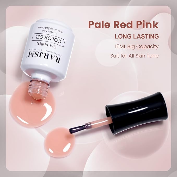 RARJSM Nude Gel Nail Polish Pale Red Neutral Skin Tone Color Sheer Jelly Gel Polish 1PC 15ml Single Bottle Cream Transparent Pink Nail GelPolish Soak off UV LED Cured for Home Salon DIY Manicure