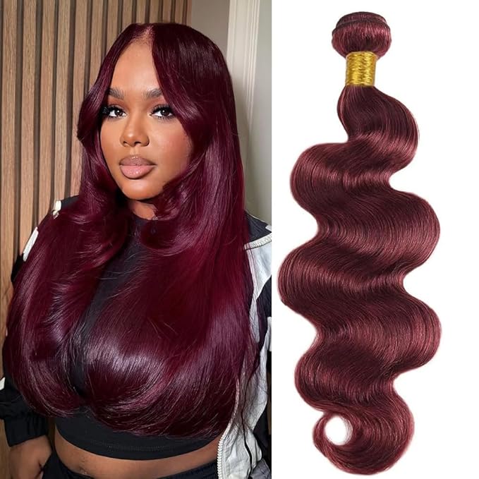 99J Burgundy Human Hair Bundles Body Wave 20 Inch 12A Wine Red Double Weft Brazilian Bundles Human Hair Extensions 1 Pack