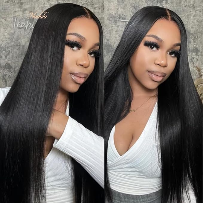 Nadula Pre Everything Glueless Silk Straight Wig 13x4 HD Pre Cut Lace Front Wig Human Hair with Ear Tape Bleached Invisible Bye Bye Knots Wig Pre Plucked 150% Density 22inch