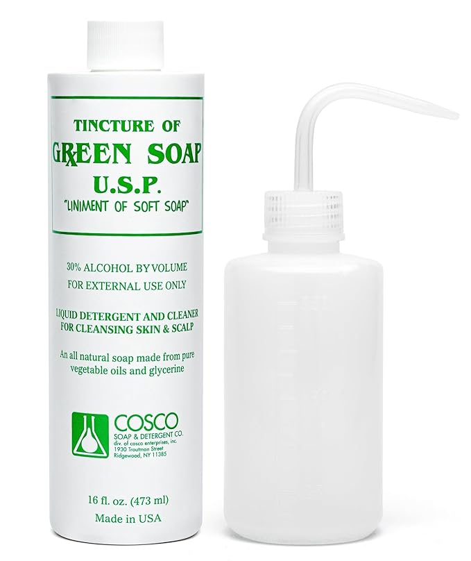 Cosco Tattoo Green Soap 16oz with Squeeze Bottle - Professional Tattoo & Piercing Cleaning Soap, Skin Prep Solution