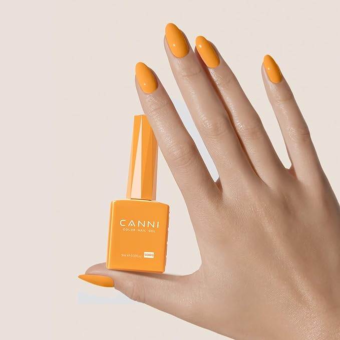 CANNI Orange Gel Nail Polish, 1Pcs Orange Gel Polish Bright Neon Orange Color High Gloss Soak Off U V French Nail Manicure Salon DIY