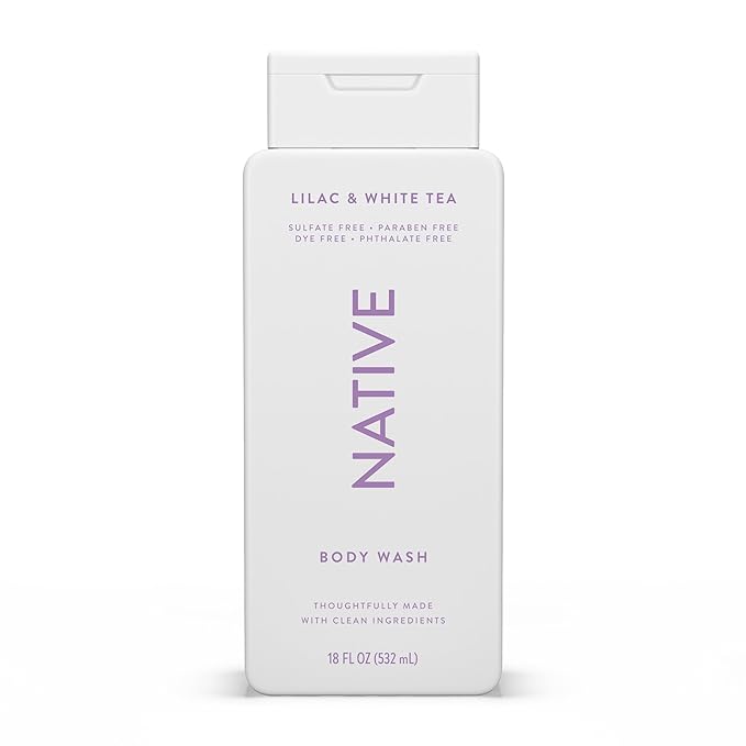 Native Body Wash Contains Naturally Derived Ingredients | For Women & Men, Sulfate, Paraben, & Dye Free Leaving Skin Soft and Hydrating | Lilac & White Tea 18 oz