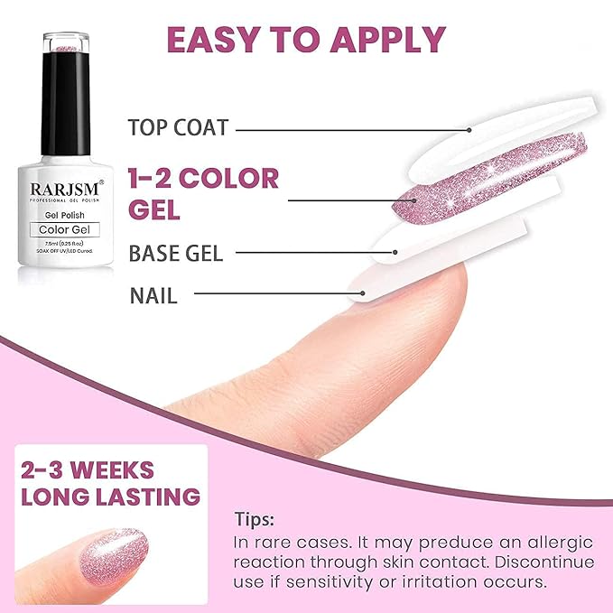 Black Glitter Nail Polish L e d U V Gel Polish Sparkle Color Soak Off Nail Art Gel 1 PCS 7.5ML Gel Polish Sparkles Varnish for Nail Art DIY Design Manicure Starter RAR85