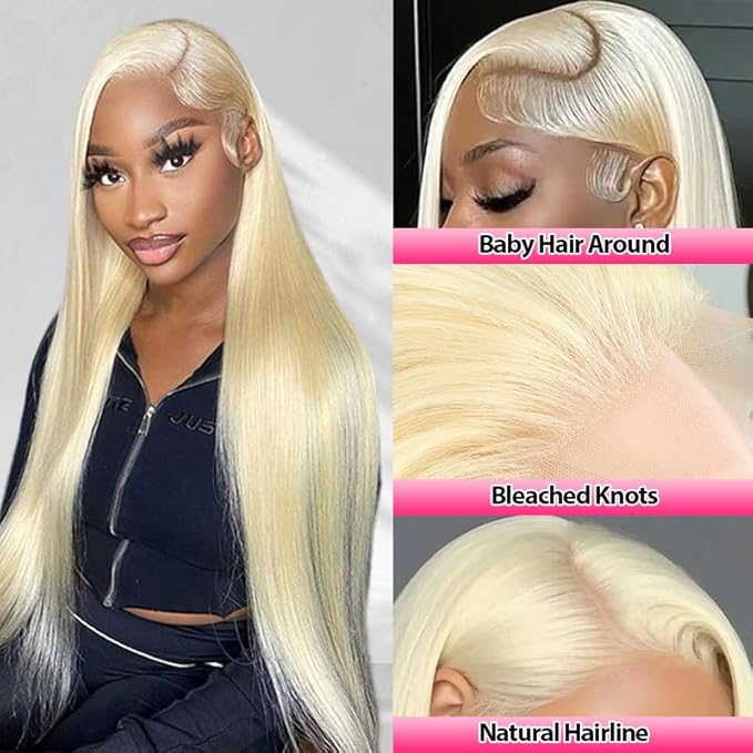 IUPin 26 Inch Straight 613 13x6 Lace Front Wigs Human Hair Blonde Wigs Human Hair HD Lace