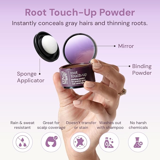 Style Edit Root Touch Up Powder for Medium Brown Hair | Cover Up Hair Color for Grays and Roots Coverage | Mineral Infused Binding Hairline Powder 2 Pack
