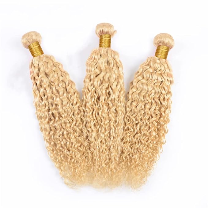 613 Bundles Freiuoke Hair Blonde Water Wave Human Hair Bundles 613 Water Wave Bundles 8A Remy Virgin Hair 3 Bundles 28 30 32 Inch 613 Human Hair Bundles Blonde Bundles Hair Weave