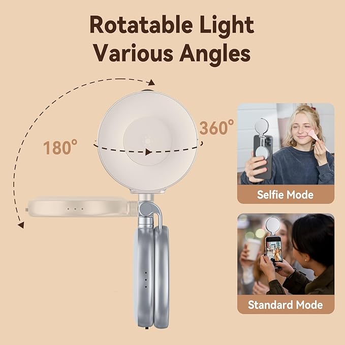 C03 Magnetic Selfie Light, Phone Light Compatible with iPhone Magsafe, CRI97 360° LED Ring Fill Light with Mirror for Selfies/Photography/TikTok/Zoom Calls/Video Conference