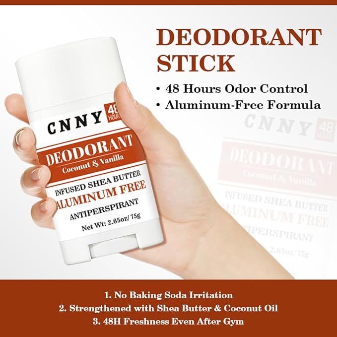CNNY Coconut & Vanilla Deodorant for Women & Men, 48-Hour Odor & Sweat Protection, Moisturizing Formula and Antiperspirant for Skin 75g