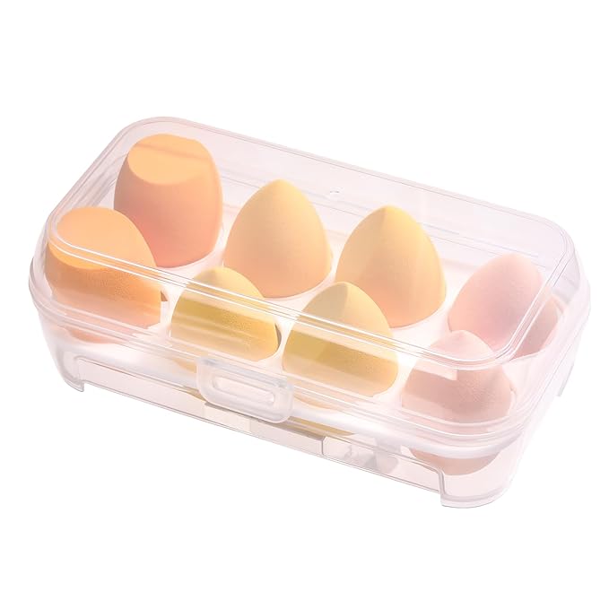 ABC Glow Beauty Blender Sponge Set – 8-Pack | Flawless Makeup Application | Latex-Free, Ultra-Soft, Reusable Makeup Sponges with Travel Case | For Liquid, Cream & Powder (Yellow)