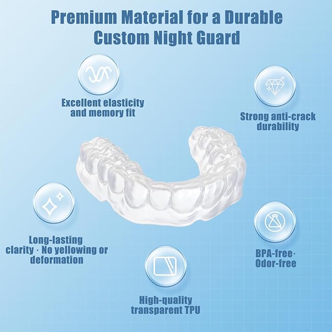 Dental Night Guard 2PCS, Custom Mouth Guard for Bruxism/Grinding/TMJ at Night, Bite Guard for Teeth Clenching Nighttime