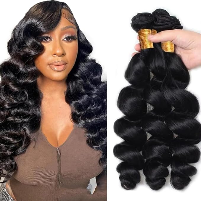 Human Hair Bundles Loose Wave Bundles Human Hair 14 16 18 inch Loose Deep Wave Bundle Natural Black Color 300g