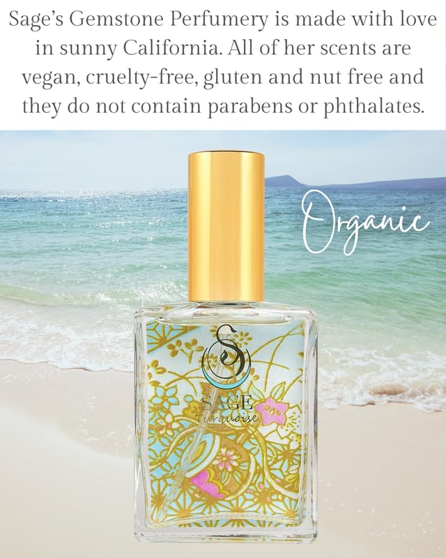 The Sage Lifestyle Turquoise Luxury Spray, Grapefruit, Sandalwood, White Musk, Perfume for Women, Long Lasting, Clean Skin Fragrance, Artisan, Summer, Beach, Parfum, 2 oz, Travel Perfume, Made in USA