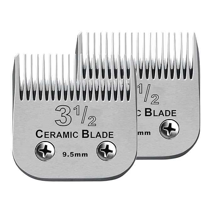 2 Packs 3-1/2 Detachable Replacement Ceramic Blades set,Compatible with Andis/oster Classic 76/Star-Teq/Power-Teq/A5 Clipper,Cut Length 3/8"（9.5MM）