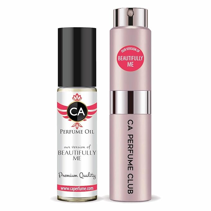 CA Perfume Duo Impression of Beautifully Me For Women Perfume Layering Set Long Lasting Travel Size EDP + Body Oil Roll-On Bottle 0.27 Fl Oz+0.33 Fl Oz