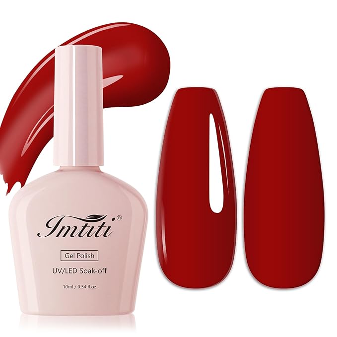 Imtiti Ruby Red Gel Nail Polish, 1Pcs Wine Red Gel Polish Soak Off UV LED Gel Polish, Long Lasting, Nail Art Manicure Salon DIY at Home for Autumn and Winter (0.34 Fl Oz-1905)