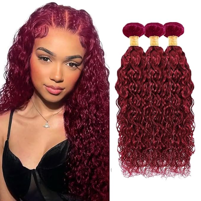 Burgundy Bundles Human Hair 99j Water Wave Bundles 26 28 30 inch Red Human Hair Bundle Burgundy Water Wave Bundle