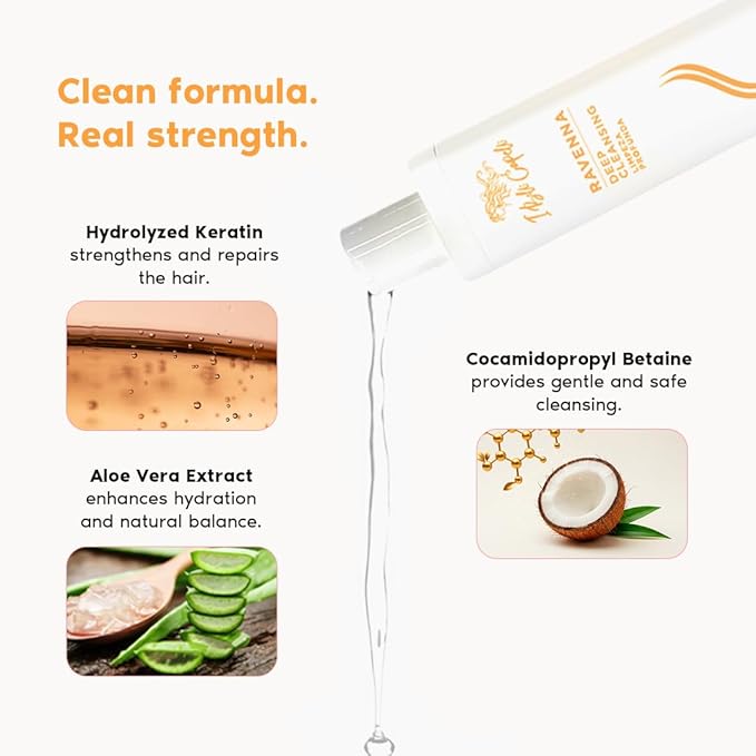 I Belli Capelli Ravenna B-tox Organic Smoothing Mask, Repair Oil, and Deep Cleansing Anti-Residue Shampoo – Complete Hair Straightening System for All Hair Types